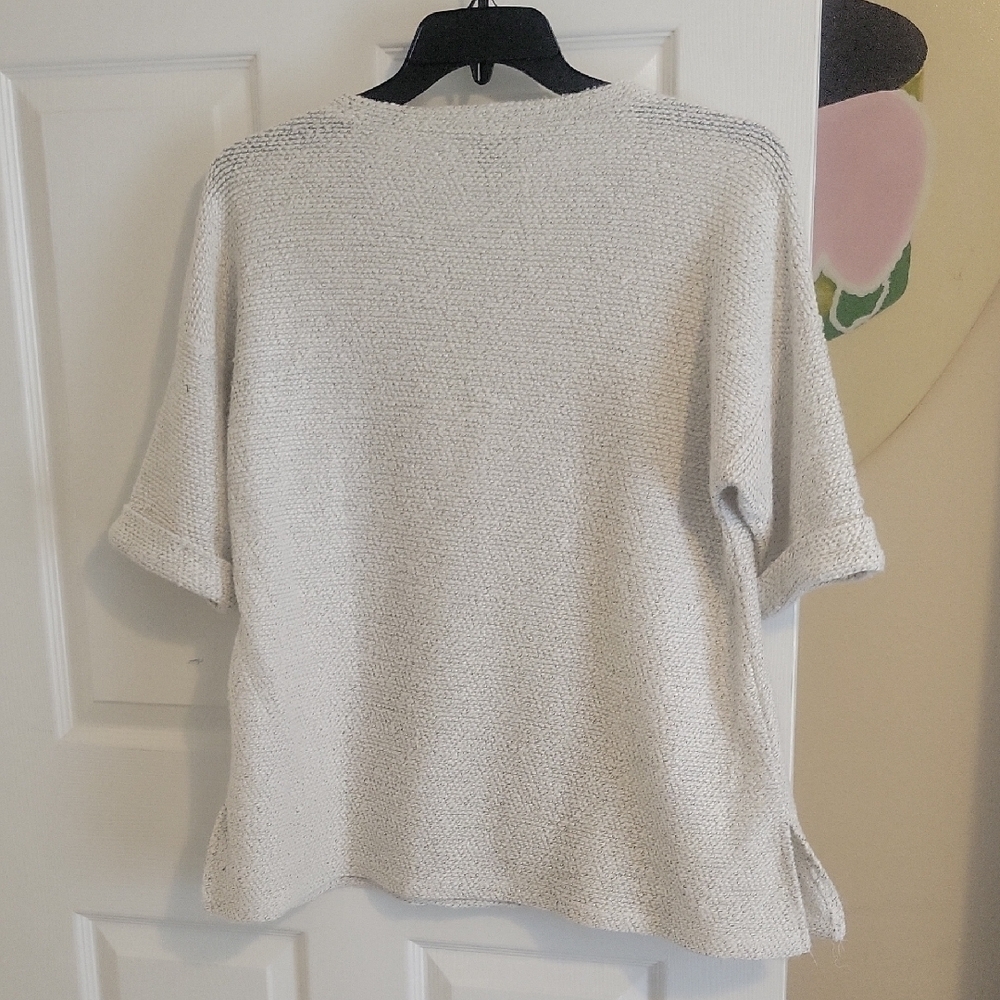 Robert Louis SzM Casual Cream Knit Cotton blend scoop neck Sweater with Pockets - Picture 4 of 5